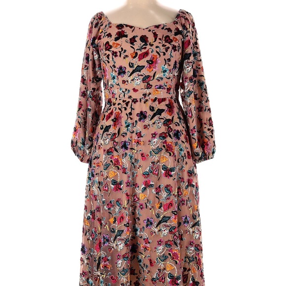 Ivy City Co Floral Velvet Sweetheart Midi Dress Holiday - Picture 3 of 6